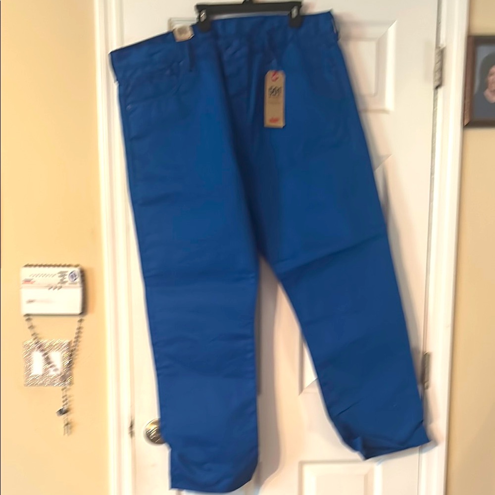 Blue Levi jeans.